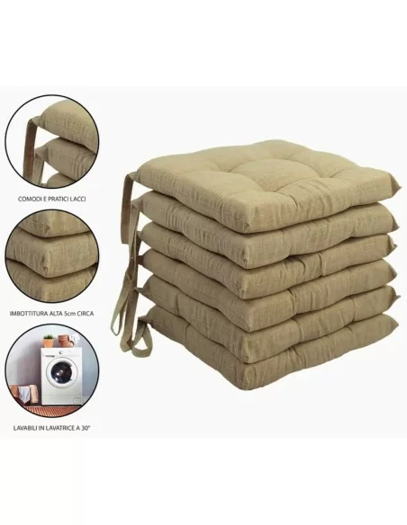 Cuscini per sedie 4 punti Morbidone set 6 pezzi