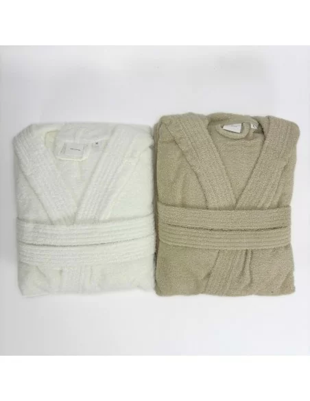 Accappatoio Lui e Lei LineaBlu art. Marte Sabbia Uomo e Bianco Donna