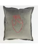 Cuscino Arredo Ricamato Cuore art. Velvet Grigio Shark
