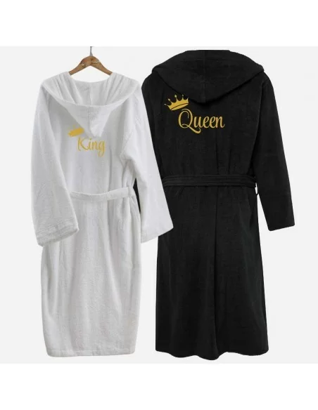 King e Queen Accappatoio Lui e Lei LineaBlu art. Marte Bianco e Nero