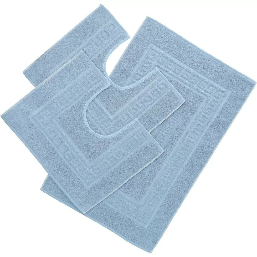 Tris Tappeti Bagno Onda Blu Torino in spugna