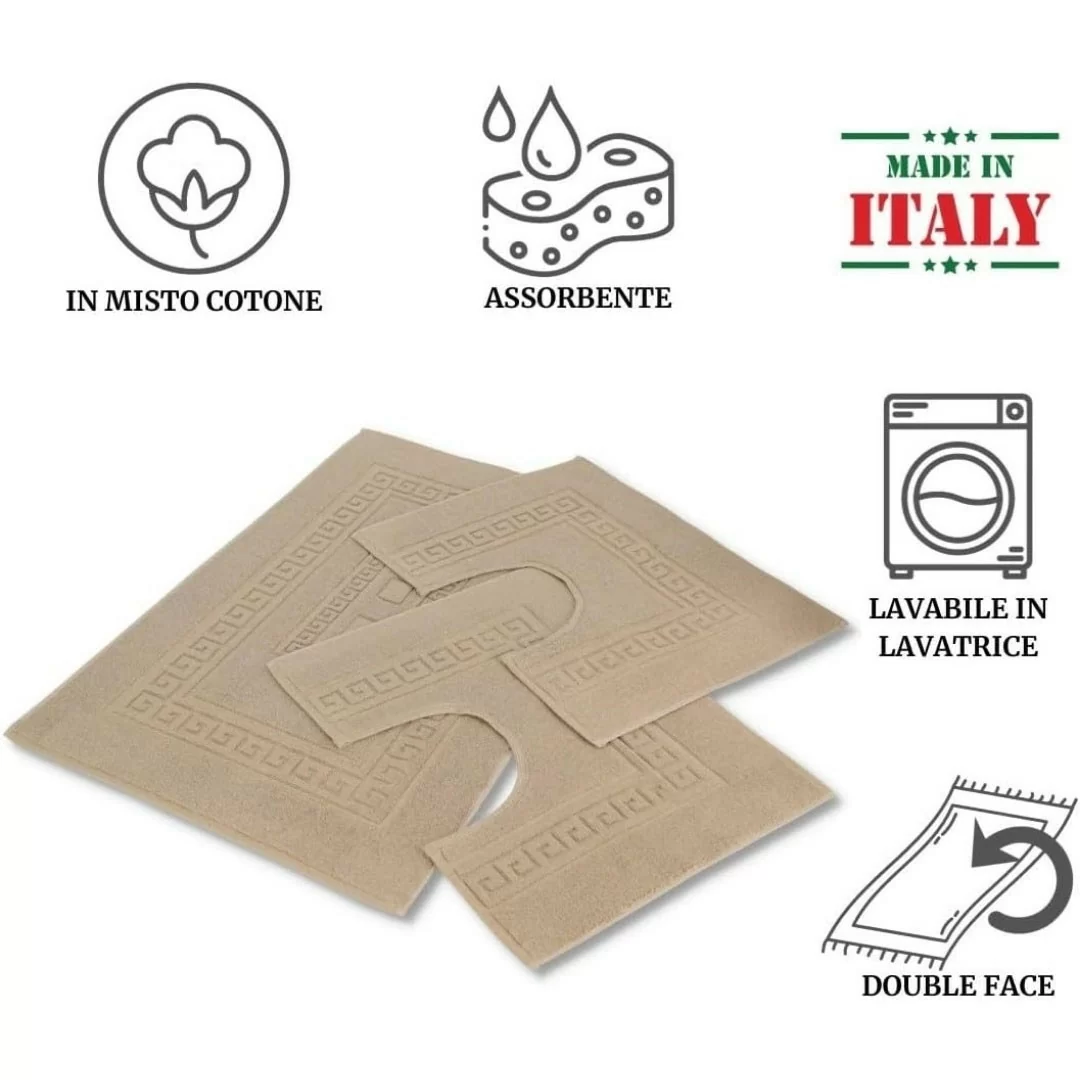 Tris Tappeti Bagno Onda Blu Torino in spugna