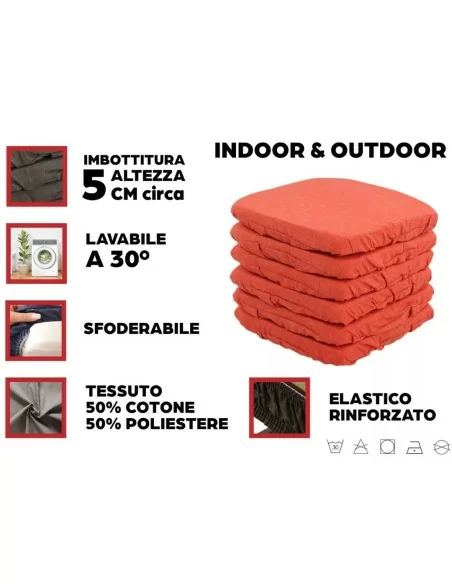 Cuscini Sedia Cucina Vesto Fascia Elastica art. Loneta 6 pezzi