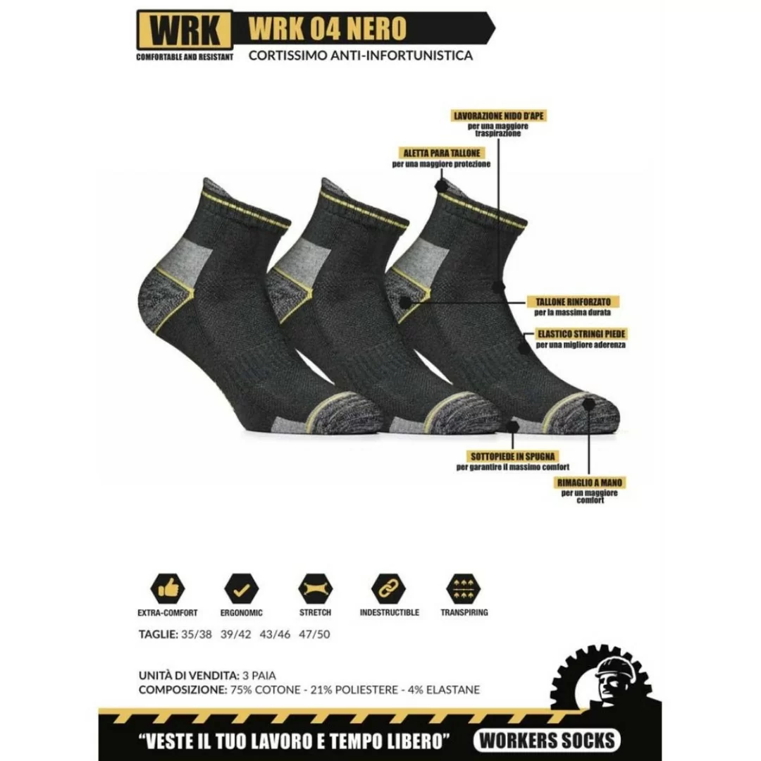 Calza Uomo Antinfortunistica art. WRK-04 Cotone...