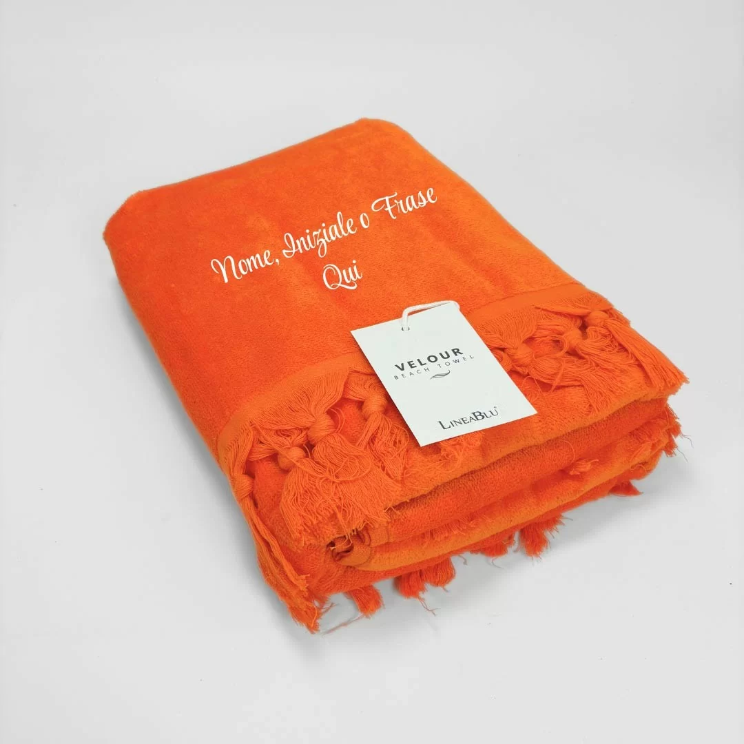 Telo Mare Velour LineaBlu 90x170cm con frangia...