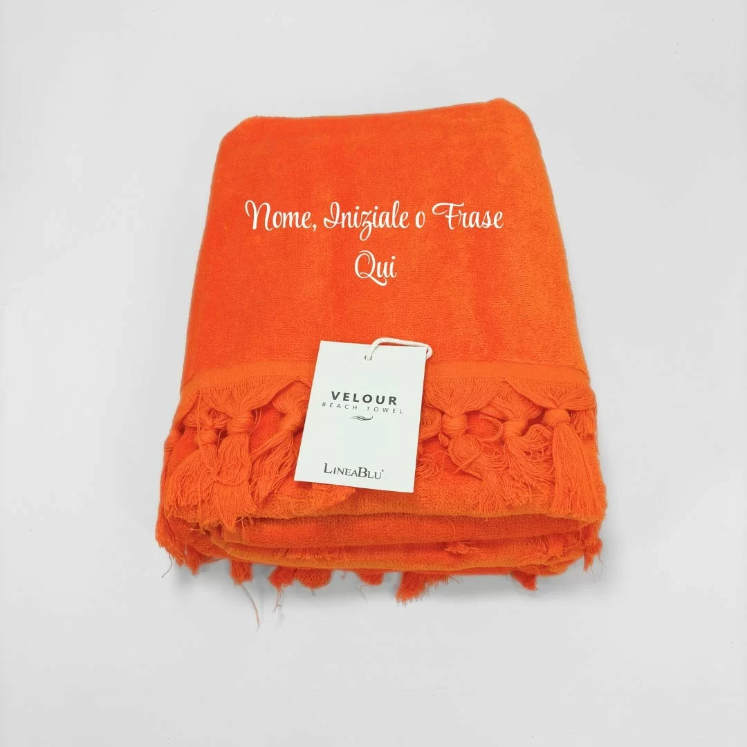 Telo Mare Velour LineaBlu 90x170cm con frangia...