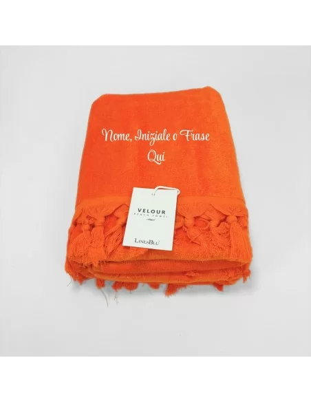 Telo Mare Velour LineaBlu 90x170cm con frangia personalizzabile in microspugna tinta unita