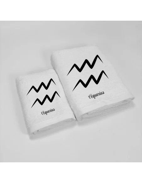 Coppia Asciugamani Personalizzati LineaBlu art. Oroscopo Bianco