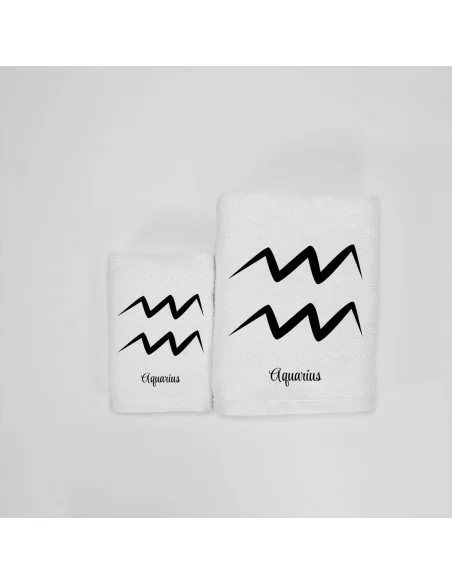 Coppia Asciugamani Personalizzati LineaBlu art. Oroscopo Bianco