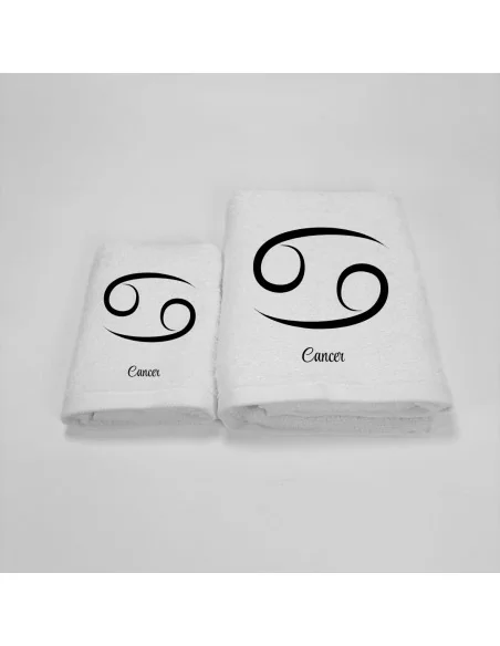 Coppia Asciugamani Personalizzati LineaBlu art. Oroscopo Bianco