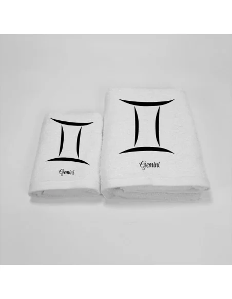 Coppia Asciugamani Personalizzati LineaBlu art. Oroscopo Bianco