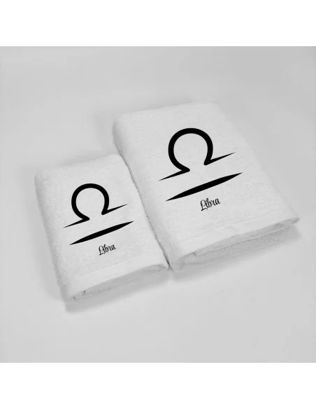 Coppia Asciugamani Personalizzati LineaBlu art. Oroscopo Bianco