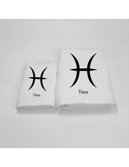 Coppia Asciugamani Personalizzati LineaBlu art. Oroscopo Bianco