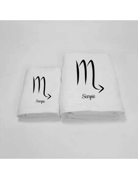 Coppia Asciugamani Personalizzati LineaBlu art. Oroscopo Bianco