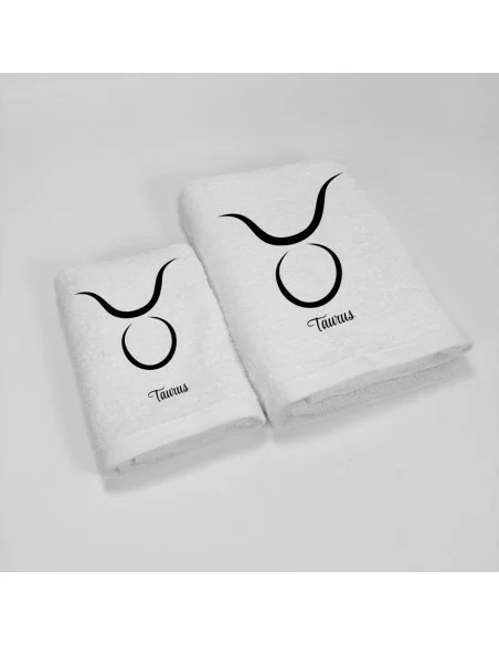 Coppia Asciugamani Personalizzati LineaBlu art. Oroscopo Bianco