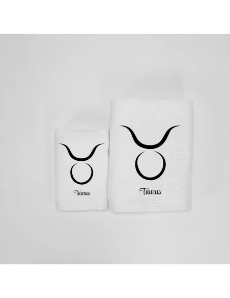 Coppia Asciugamani Personalizzati LineaBlu art. Oroscopo Bianco
