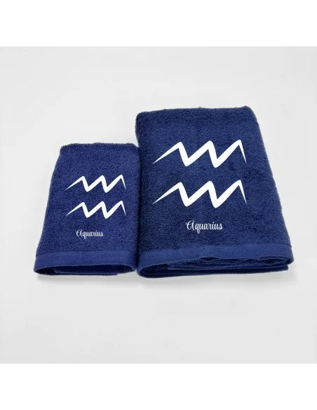 Coppia Asciugamani Personalizzati LineaBlu art. Oroscopo Blu Navy