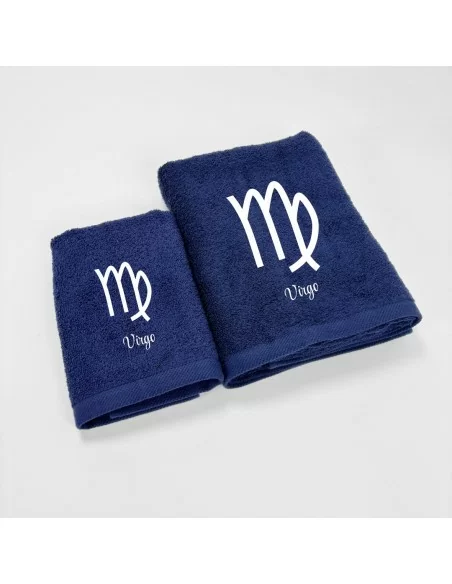 Coppia Asciugamani Personalizzati LineaBlu art. Oroscopo Blu Navy