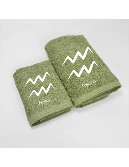 Coppia Asciugamani Personalizzati LineaBlu art. Oroscopo Verde