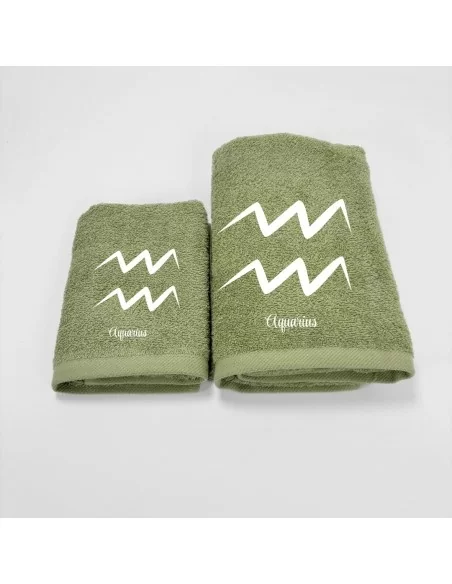 Coppia Asciugamani Personalizzati LineaBlu art. Oroscopo Verde