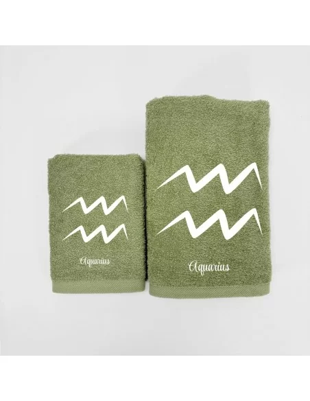 Coppia Asciugamani Personalizzati LineaBlu art. Oroscopo Verde