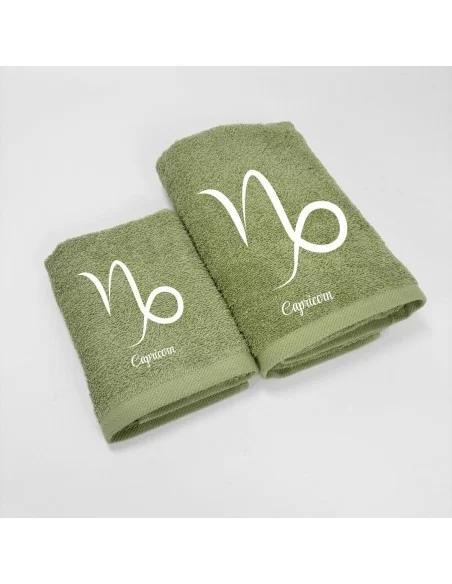 Coppia Asciugamani Personalizzati LineaBlu art. Oroscopo Verde