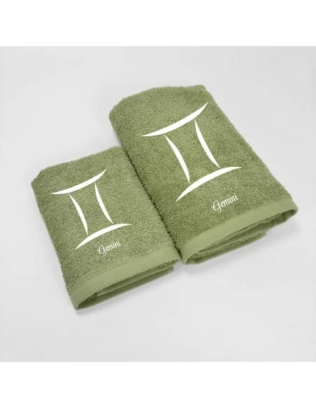 Coppia Asciugamani Personalizzati LineaBlu art. Oroscopo Verde