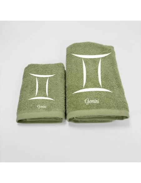 Coppia Asciugamani Personalizzati LineaBlu art. Oroscopo Verde