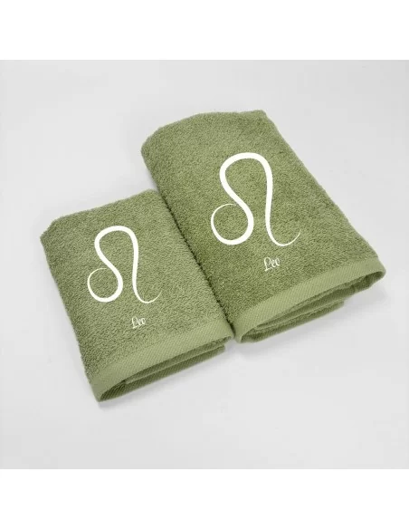 Coppia Asciugamani Personalizzati LineaBlu art. Oroscopo Verde