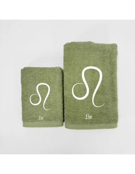Coppia Asciugamani Personalizzati LineaBlu art. Oroscopo Verde