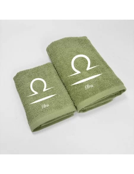 Coppia Asciugamani Personalizzati LineaBlu art. Oroscopo Verde