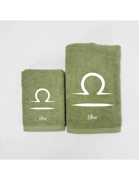 Coppia Asciugamani Personalizzati LineaBlu art. Oroscopo Verde
