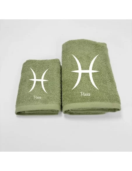 Coppia Asciugamani Personalizzati LineaBlu art. Oroscopo Verde