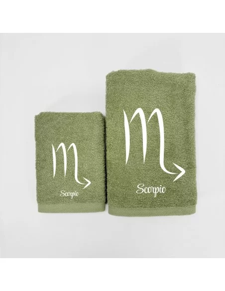 Coppia Asciugamani Personalizzati LineaBlu art. Oroscopo Verde