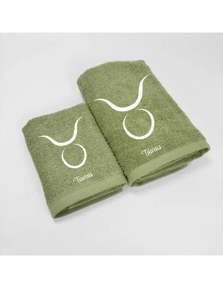 Coppia Asciugamani Personalizzati LineaBlu art. Oroscopo Verde