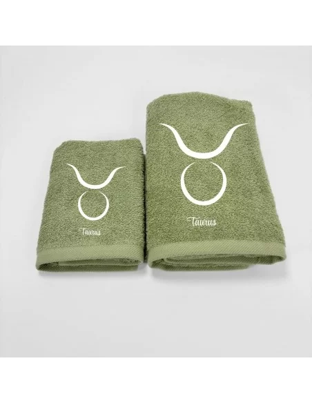 Coppia Asciugamani Personalizzati LineaBlu art. Oroscopo Verde