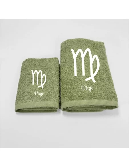 Coppia Asciugamani Personalizzati LineaBlu art. Oroscopo Verde