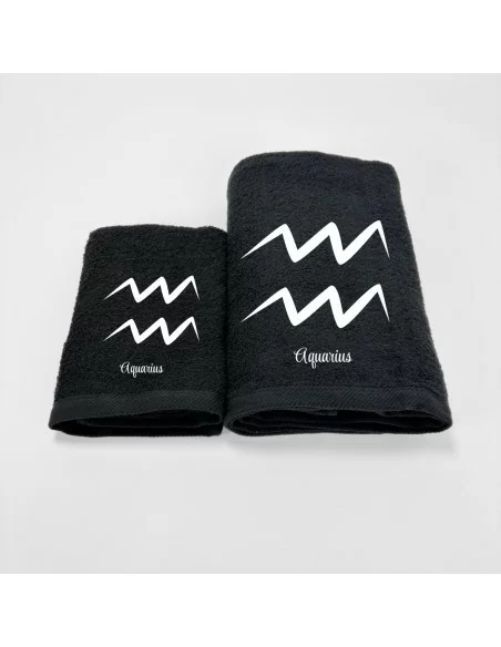 Coppia Asciugamani Personalizzati LineaBlu art. Oroscopo Nero