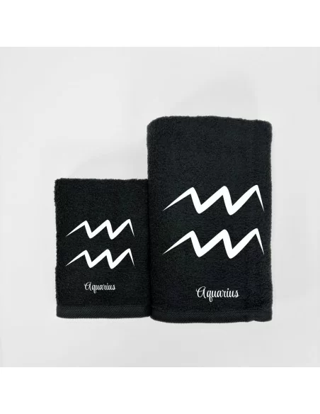 Coppia Asciugamani Personalizzati LineaBlu art. Oroscopo Nero