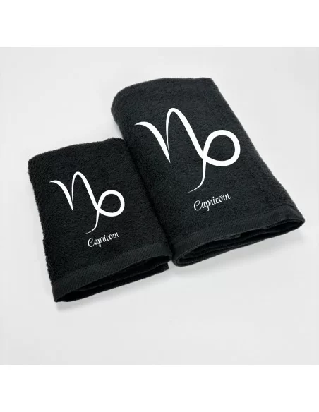 Coppia Asciugamani Personalizzati LineaBlu art. Oroscopo Nero