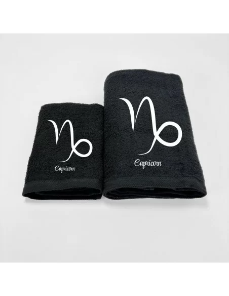 Coppia Asciugamani Personalizzati LineaBlu art. Oroscopo Nero