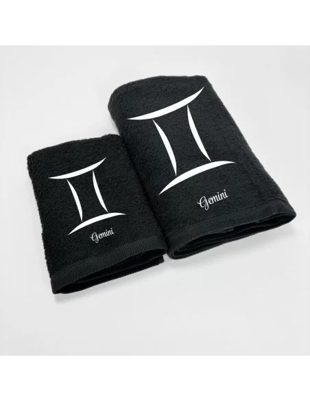 Coppia Asciugamani Personalizzati LineaBlu art. Oroscopo Nero