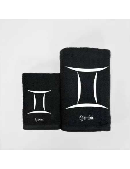 Coppia Asciugamani Personalizzati LineaBlu art. Oroscopo Nero
