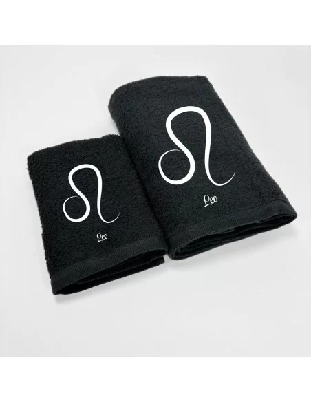 Coppia Asciugamani Personalizzati LineaBlu art. Oroscopo Nero