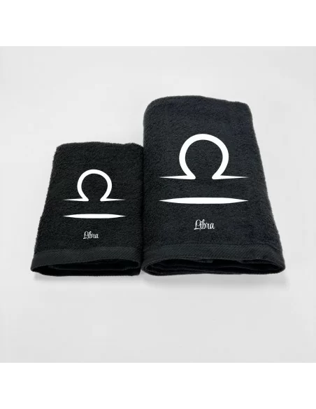 Coppia Asciugamani Personalizzati LineaBlu art. Oroscopo Nero