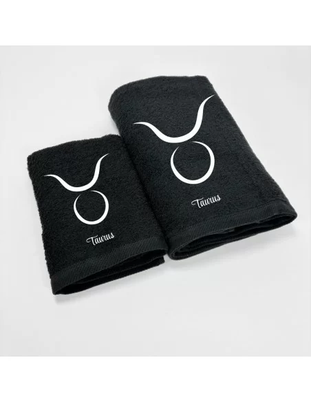 Coppia Asciugamani Personalizzati LineaBlu art. Oroscopo Nero