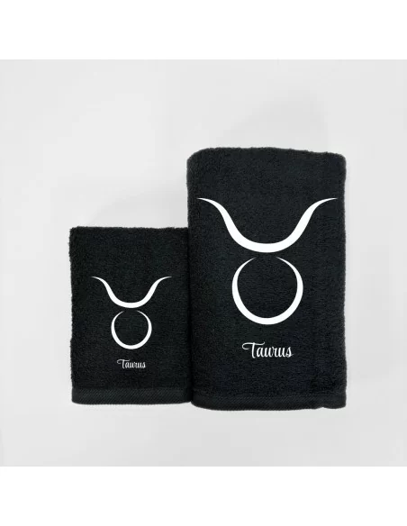 Coppia Asciugamani Personalizzati LineaBlu art. Oroscopo Nero