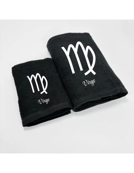 Coppia Asciugamani Personalizzati LineaBlu art. Oroscopo Nero