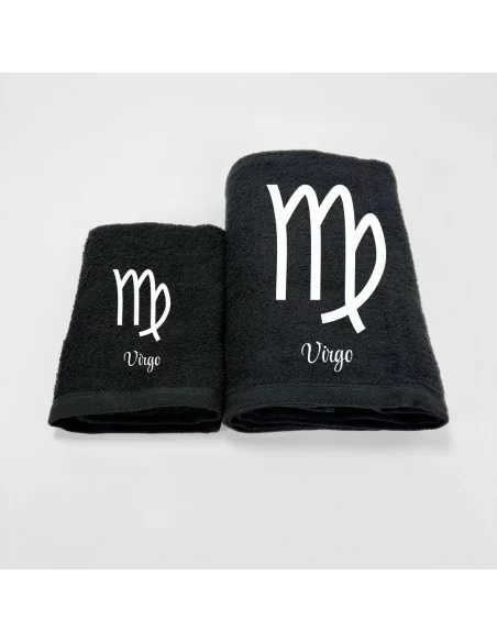 Coppia Asciugamani Personalizzati LineaBlu art. Oroscopo Nero