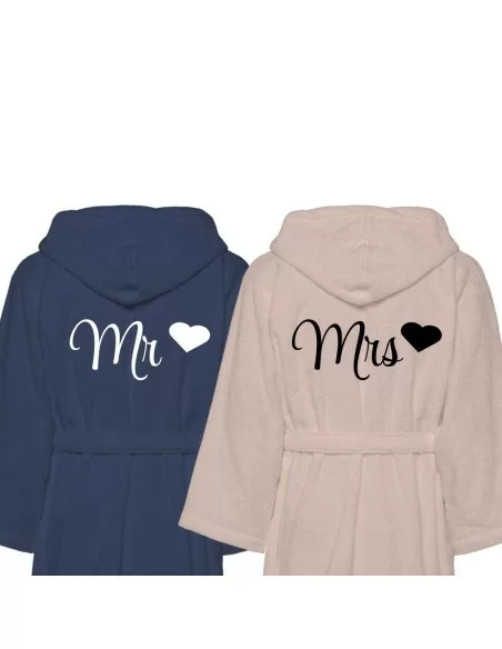 Accappatoio Lui e Lei Spugna LineaBlu art. Mr e Mrs Bicolore